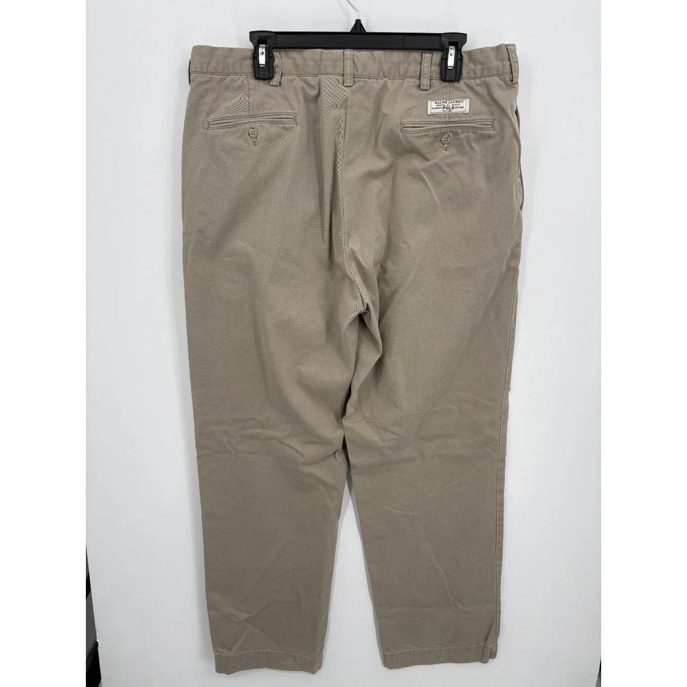 Polo Ralph Lauren VTG Men's Andrew Pant 38x31 Beige Pleated Classic Chino Pants